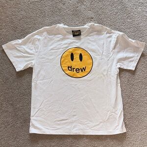 Rare Drew House White Tee with Yellow Emblem